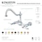 Kingston Brass KS124PLAC Heritage Two-Handle Wall Mount Bridge Kitchen Faucet, Copper KS124PLAC - alternate 2